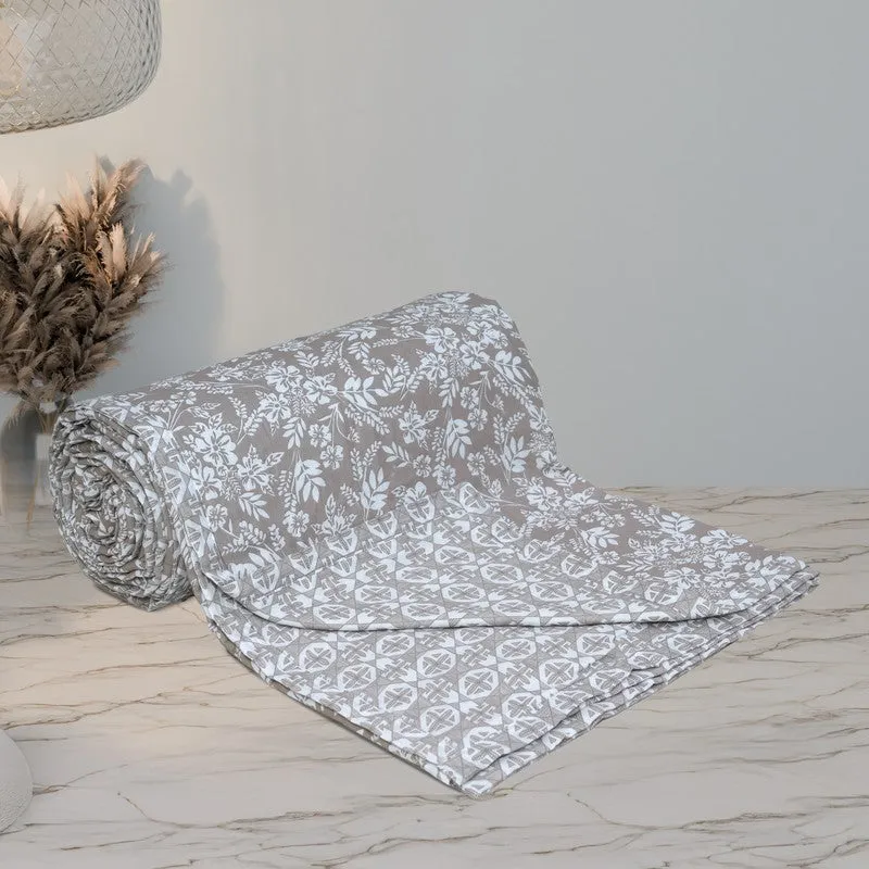 Floral Sprinkle Printed Cotton Dohar (Brown) - 120 GSM media 9