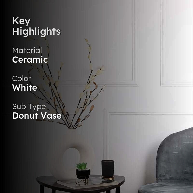 Boho Donut Vase - White media 2