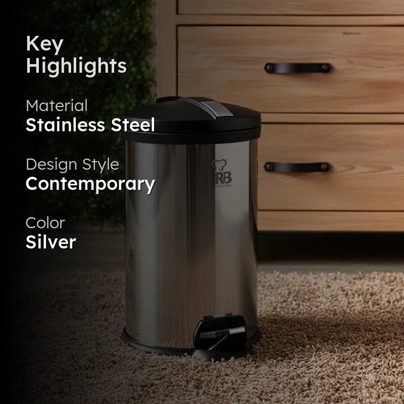Bergner Silver Step Stainless Steel Pedal Dust Bin - 12,000 mL media 2