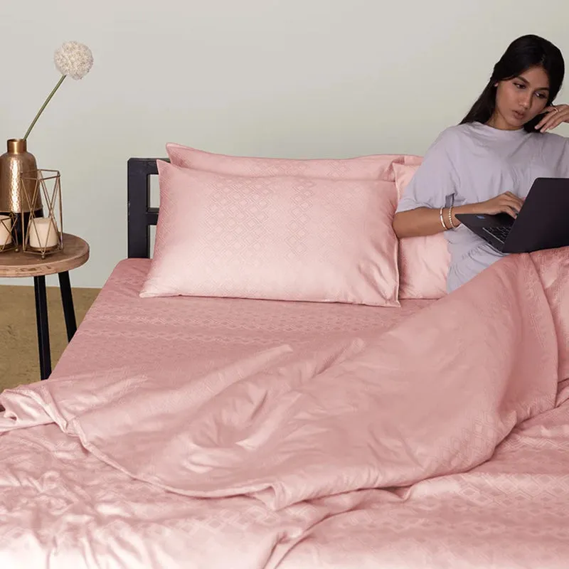 Diamond Dazz Jacquard Pillow Cover (Cameo Rose) - Set Of Two media 5