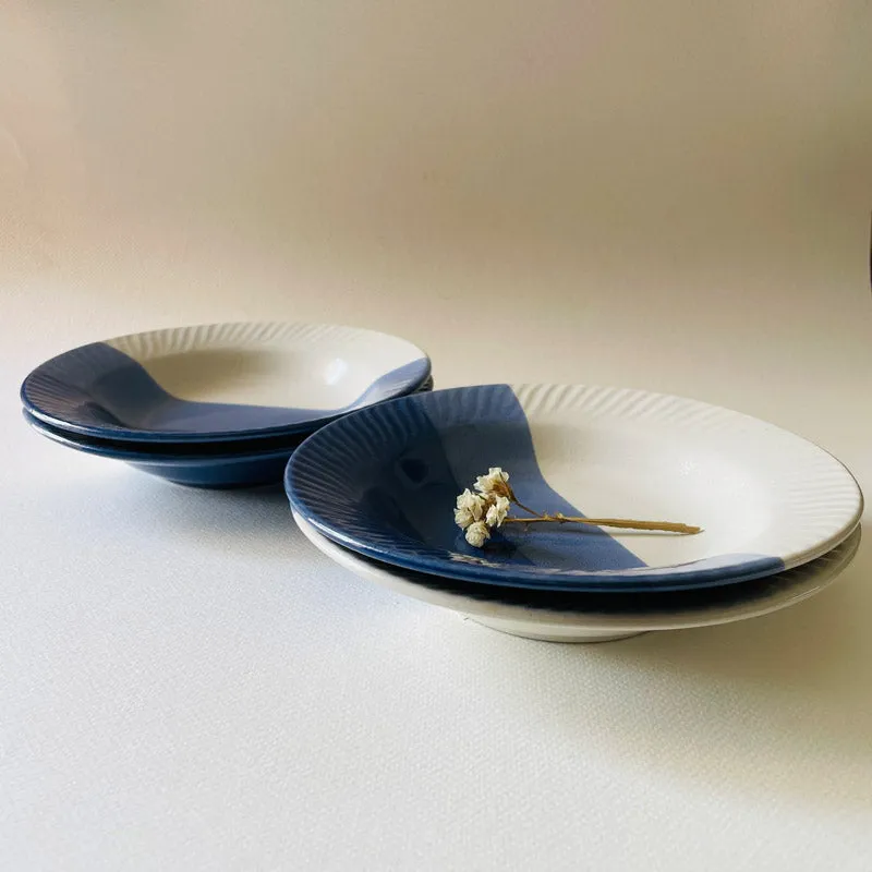 Yila Pasta Plate (White & Blue) - Set Of Four (7 Inches) media 1