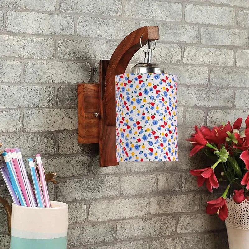 Forma Color Splash Cylindrical Fabric & Wooden Wall Lamp media 3
