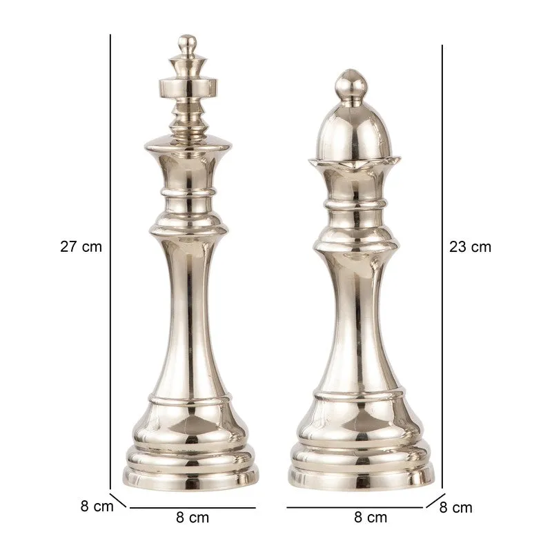 Chess Aluminum Showpiece (Silver) (Small) - Set Of Two media 6