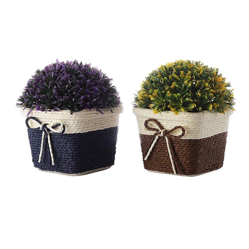 Faux Abelia Artificial Plant In Basket Pot (Blue & Brown) - Set Of Two media 4