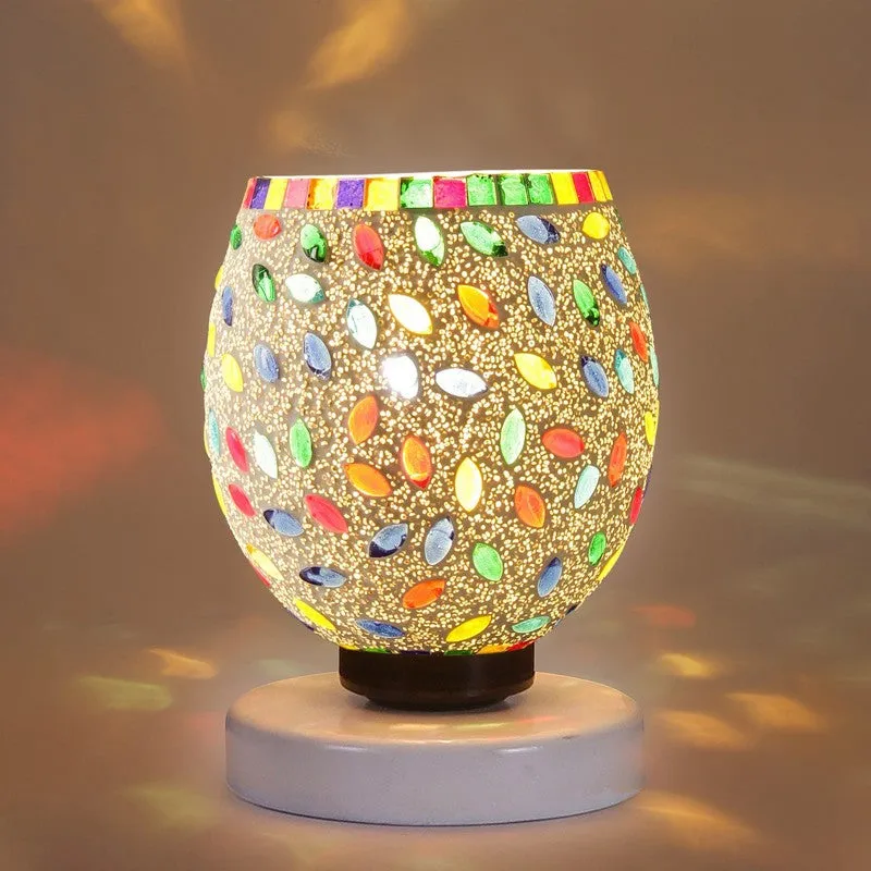 Luminatex Mosaic Glass Table Lamp With Wooden Base - Multicolor media 6