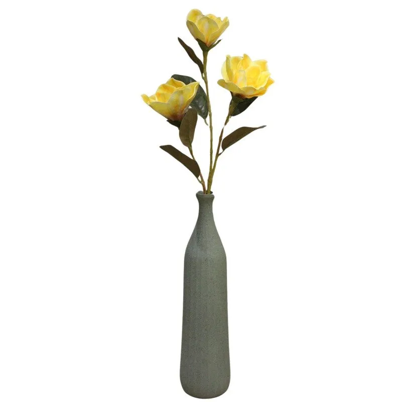 Artificial Magnolia Flower Stick Full Bloom Beauty - Yellow media 4