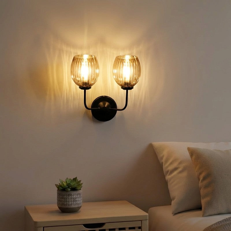 Golden Glow Dual Shade Glass Wall Lamp