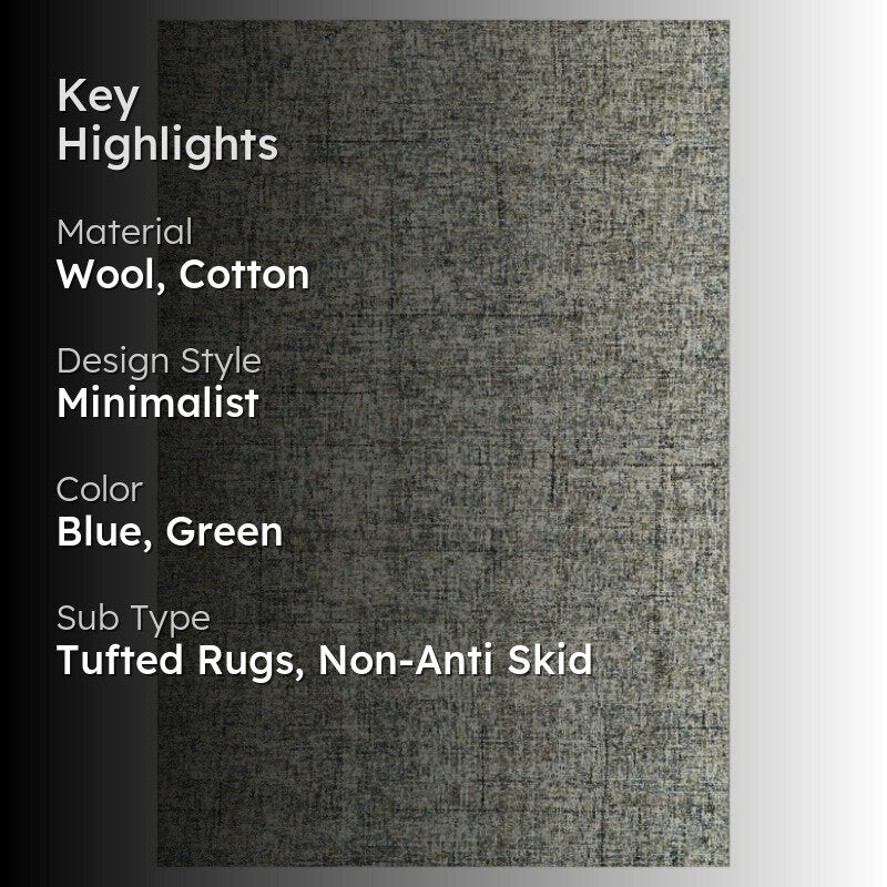 Handloom Hand Tufted Harmony Wool Rug - Blue & Olive media 2