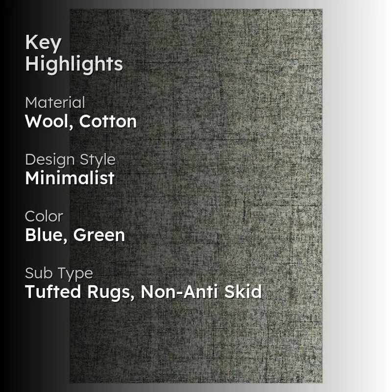 Handloom Hand Tufted Harmony Wool Rug - Blue & Olive media 2