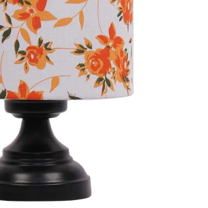 Orange Fleur Burst Fabric Table Lamp - Multicolor media 5