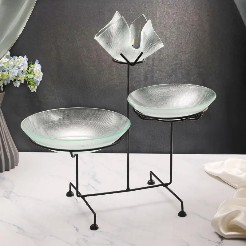 Radiant Duo (Aluminum,Glass) Snack Stand with candle holder media 3