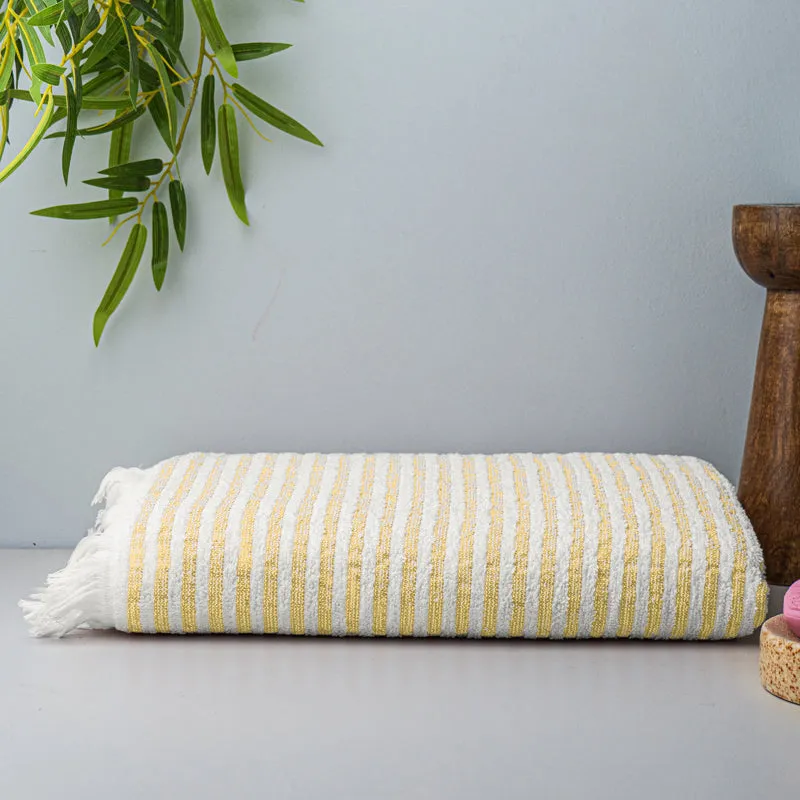 Micro Cotton LuxeDry Striped Comfort Bath Towel - Yellow & White media 4