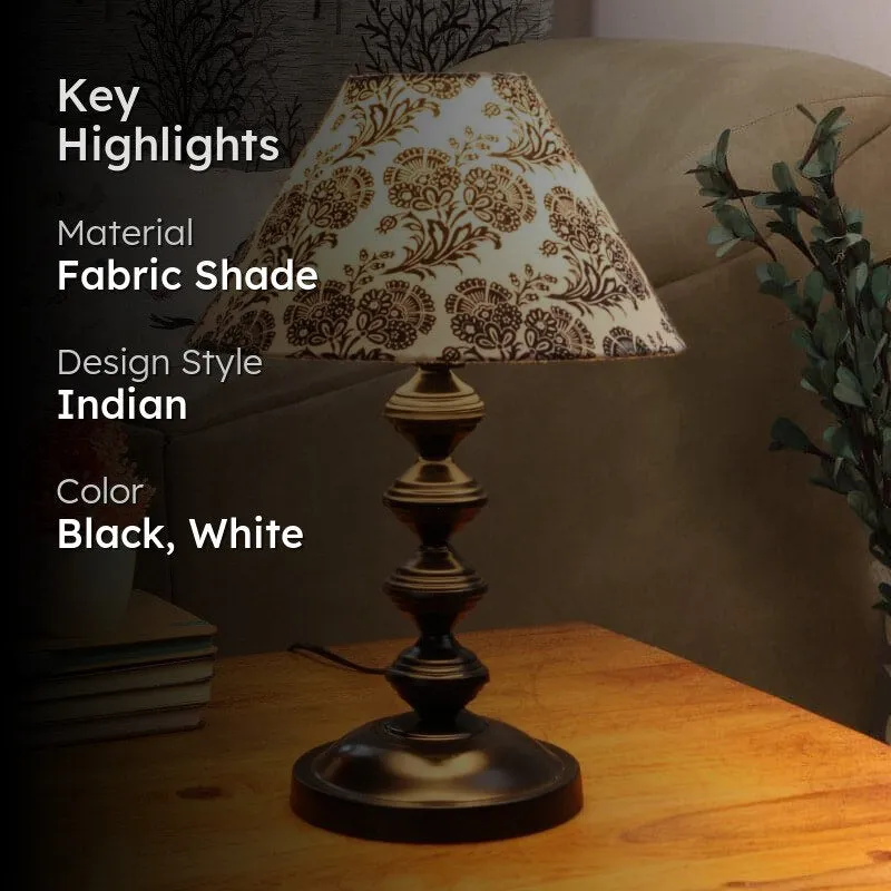 Filigree Vendora Fabric Table Lamp - Black,White media 2