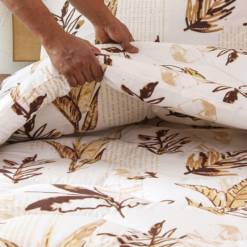 Neutral Leaf Cotton Comforter - 350 GSM media 6