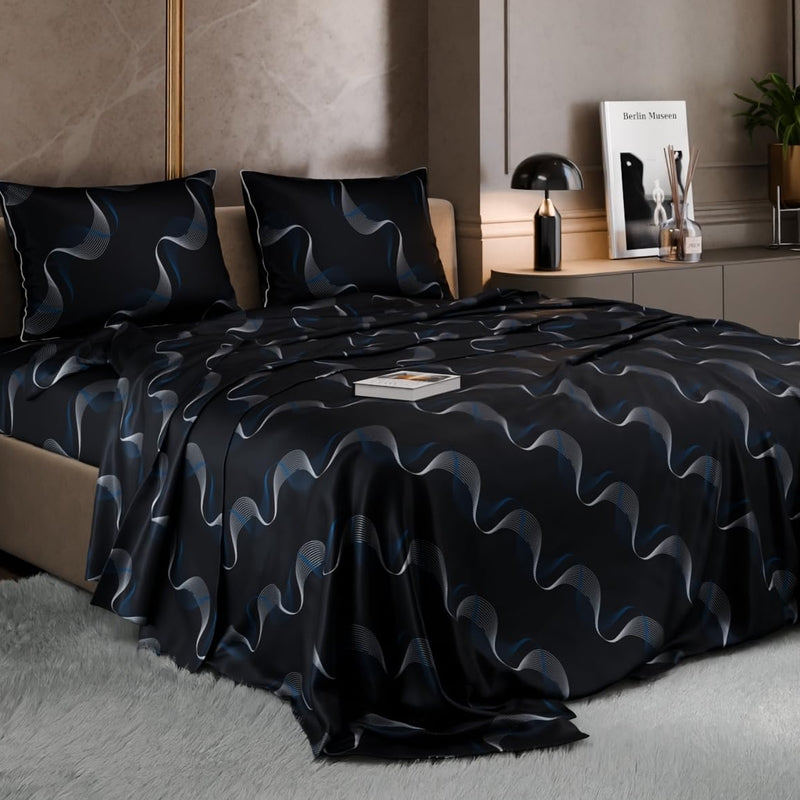 Twilight Rhapsody Satin Bedsheets - 150 GSM