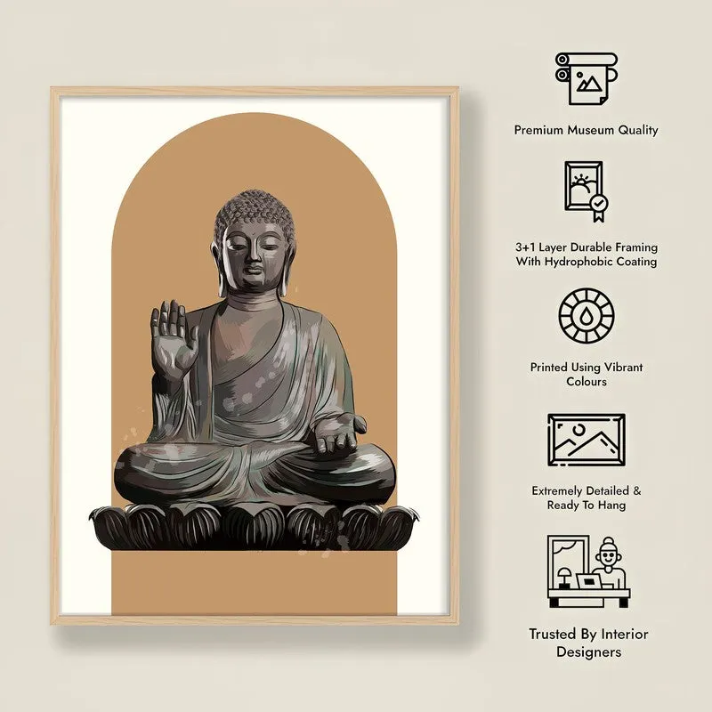 Palm Of Peace Archival Paper Wall Art - Natural Brown Frame media 8