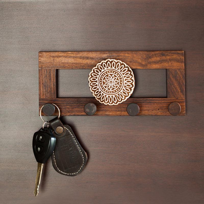 Petal Anchor Hand Carved Sheesham Wood Key Hook media 3