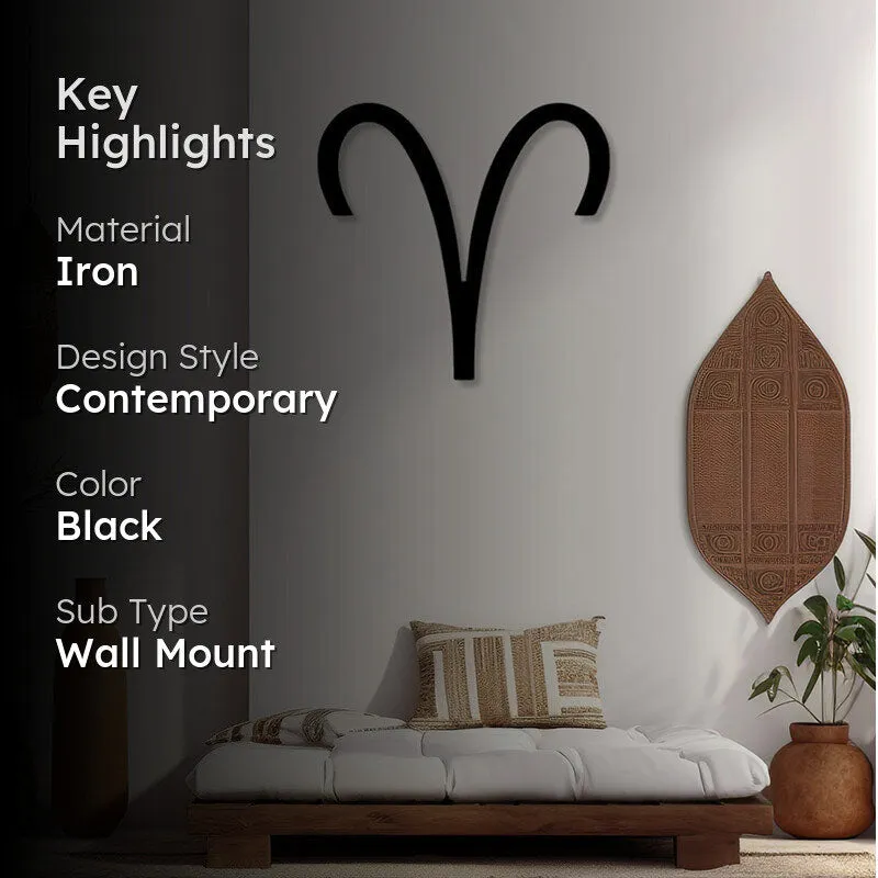 Aries Zodiac Sign Black Iron Wall Accent media 2