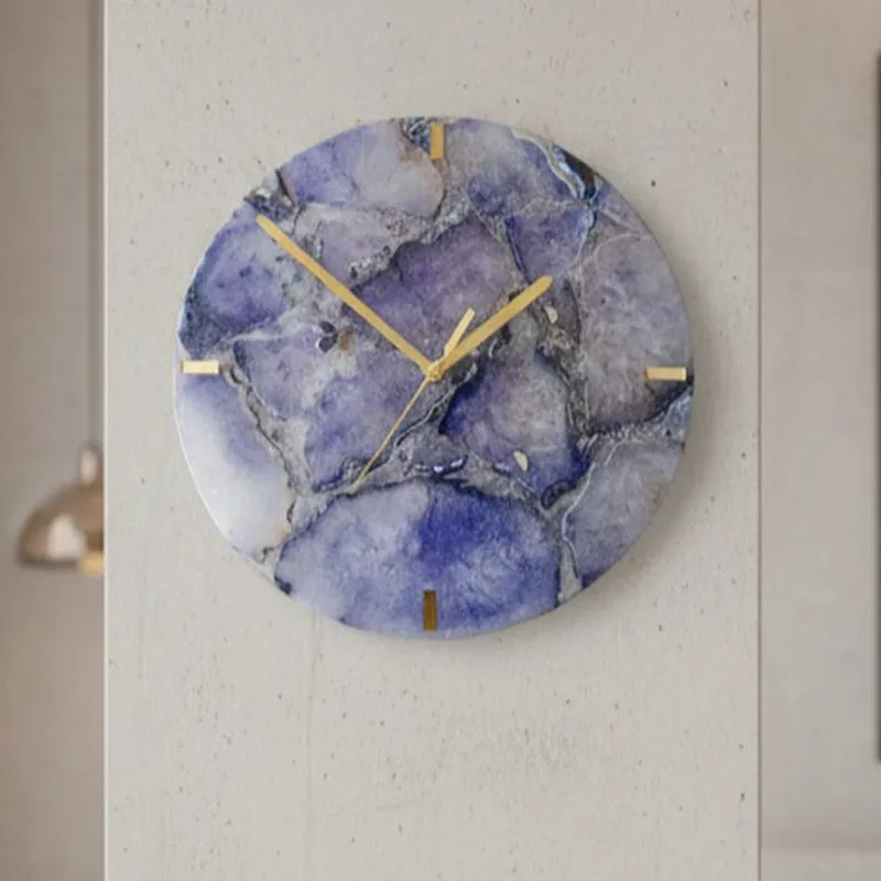 Obelia Handcrafted Agate Wall Clock - Blue media 1