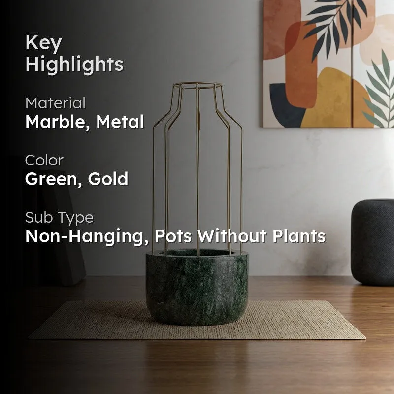 Golden Mesh Eartha Hand Crafted Marble Planter - Green media 2