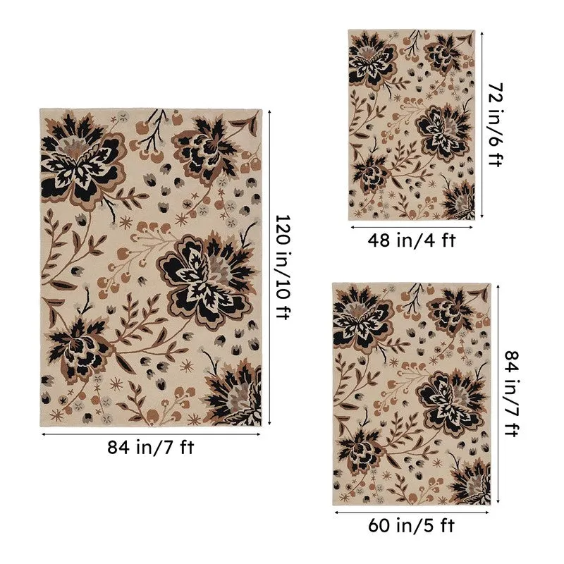 Haradrim Hand Tufted Floral Wool & Nylon Carpet - Black media 15