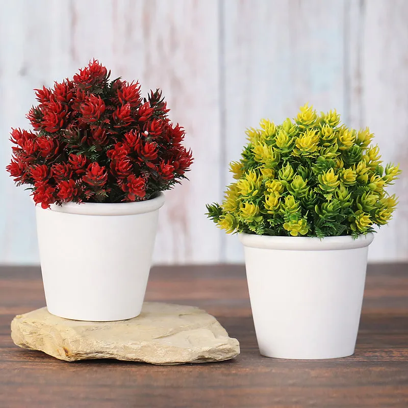 Aalto Artificial Plant With Black Plastic Pot (Red & Yellow) - Set Of Two media 1