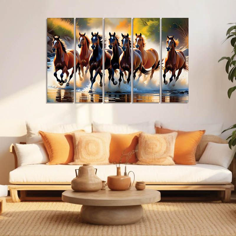 Horse Stride Wall Painting - Set Of Five media 3