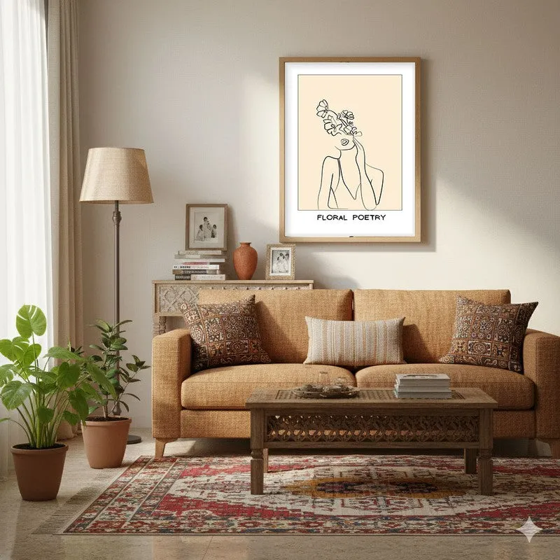 Petal Thoughts Canvas Wall Painting With Brown Frame media 4