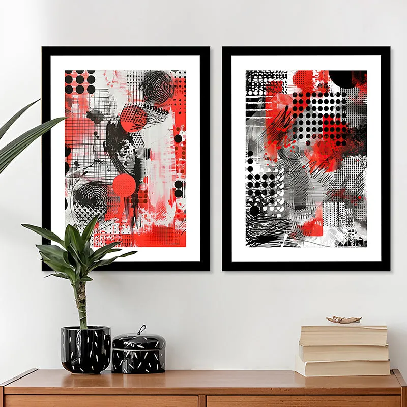 Pop Of Red Wall Art With Frame - Set Of Two media 4