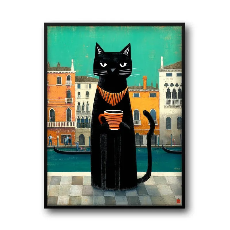 Canal Muse Cat Wall Painting With Frame media 3