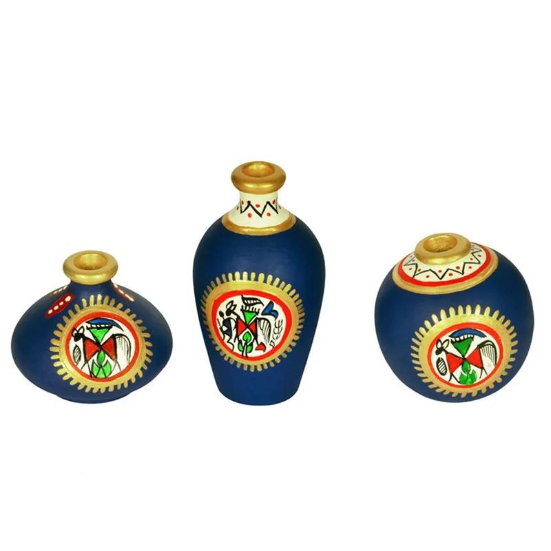 Jal Handpainted Terracotta Vase - Three Piece Set media 3