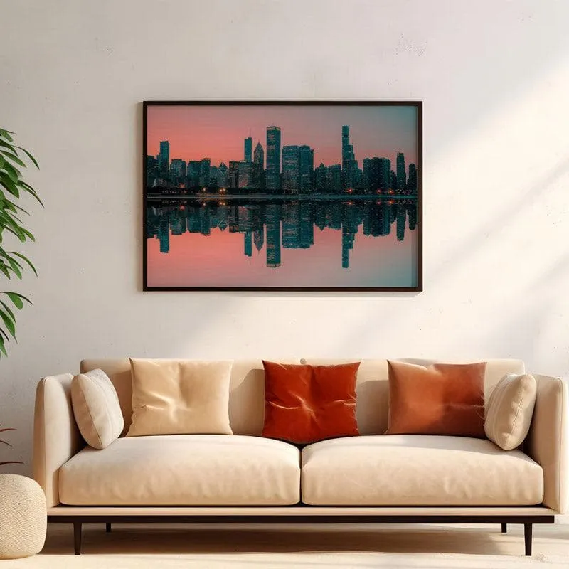 Cityscape Canvas Wall Painting - Black Frame media 4