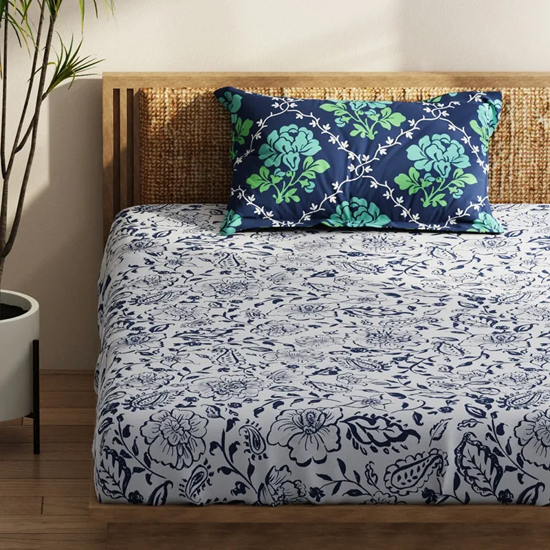 Fiddler Flow Floral Microfiber Bedsheet - 120 GSM media 4