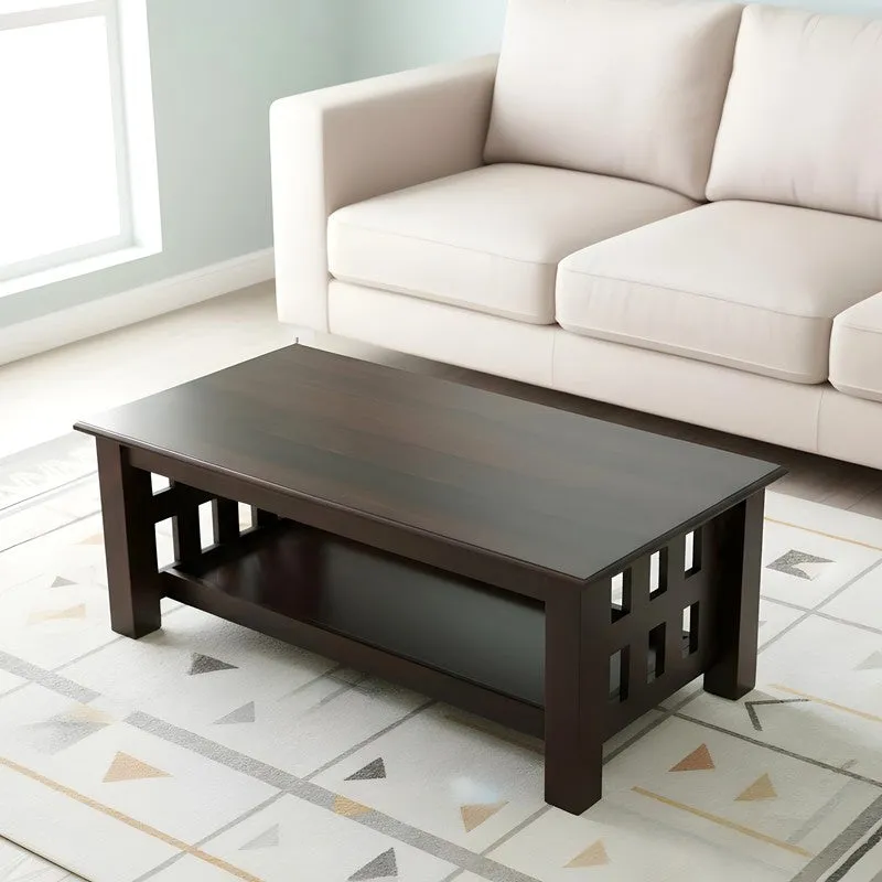 Brenox Sheesham Wooden Center Table - Taupe media 3