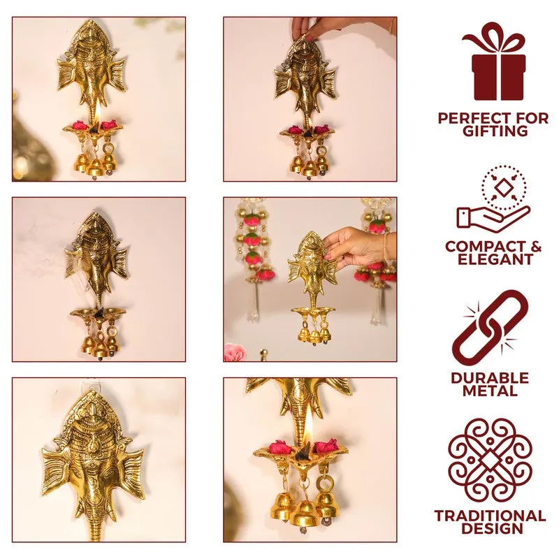 Ethereal Ganesh Idol Brass Bell Glow Diyas media 5