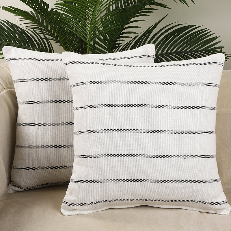Thread Stripe Woven Cushion Cover (Blue) - Set Of Two media 2