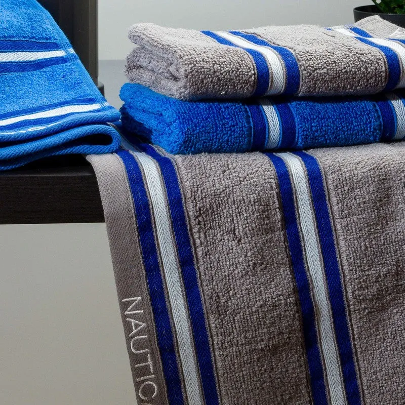 Nautica Dove Dual Down Cotton Hand Towel (Dark Grey & Blue) - Set Of Four media 4