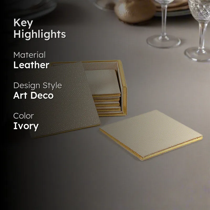 Tisquo Faux Leather Coaster (Ivory) - Seven Piece Set media 2