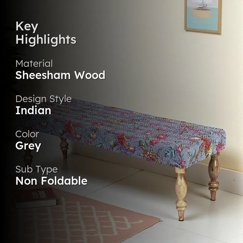 Averon Sheesham Wooden Bench - Grey media 2