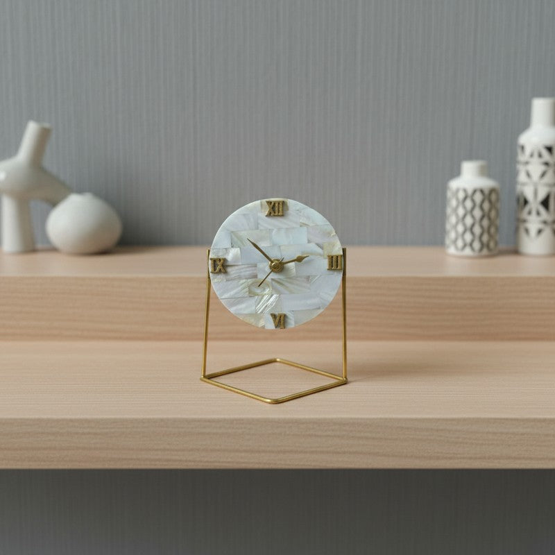 Toshi Handcrafted Mother Of Pearl Table Clock media 4