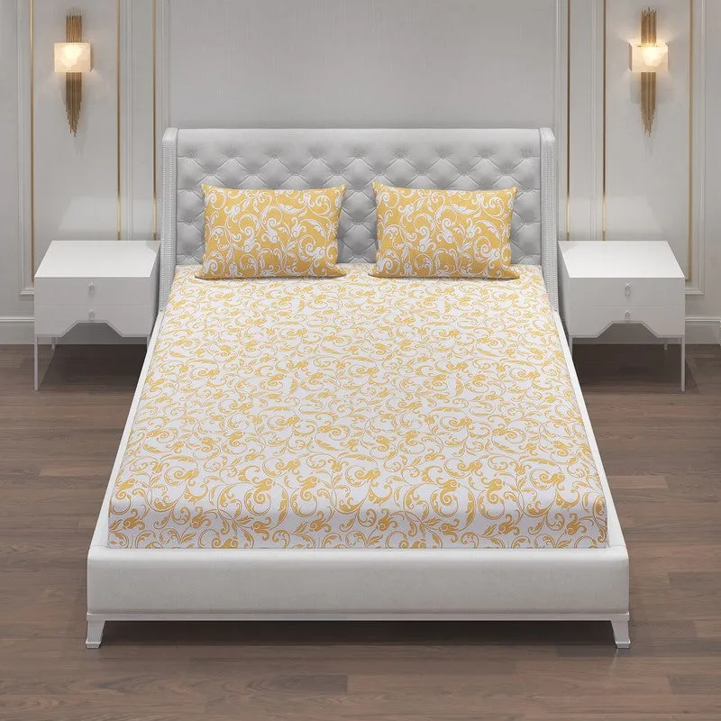 Monte Carlo Amrit Paisley Cotton Bedsheet (Yellow) - 104 TC media 4