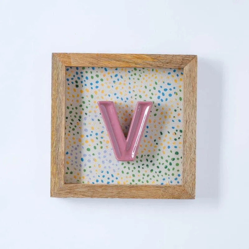 (V) Mini Mottled Mono Ceramic & Wooden Wall Accent - Pink media 1