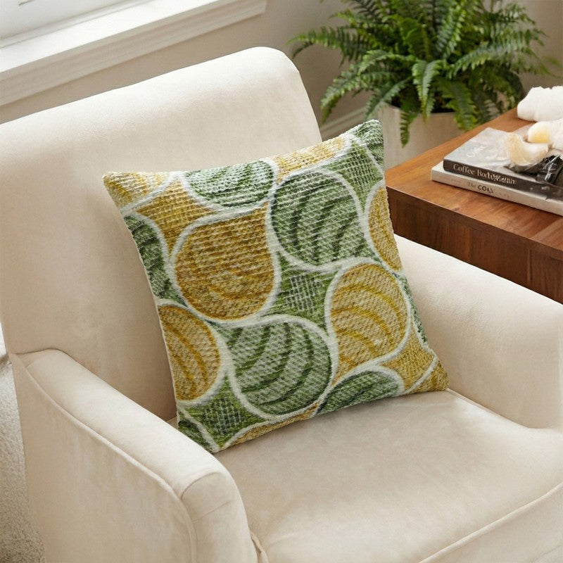 PetalPrism Cushion Cover - Green, Yellow