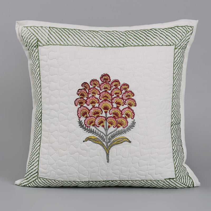 India Circus Fleur Haven Printed Cotton Cushion Cover (White & Green)- Set Of Two media 4