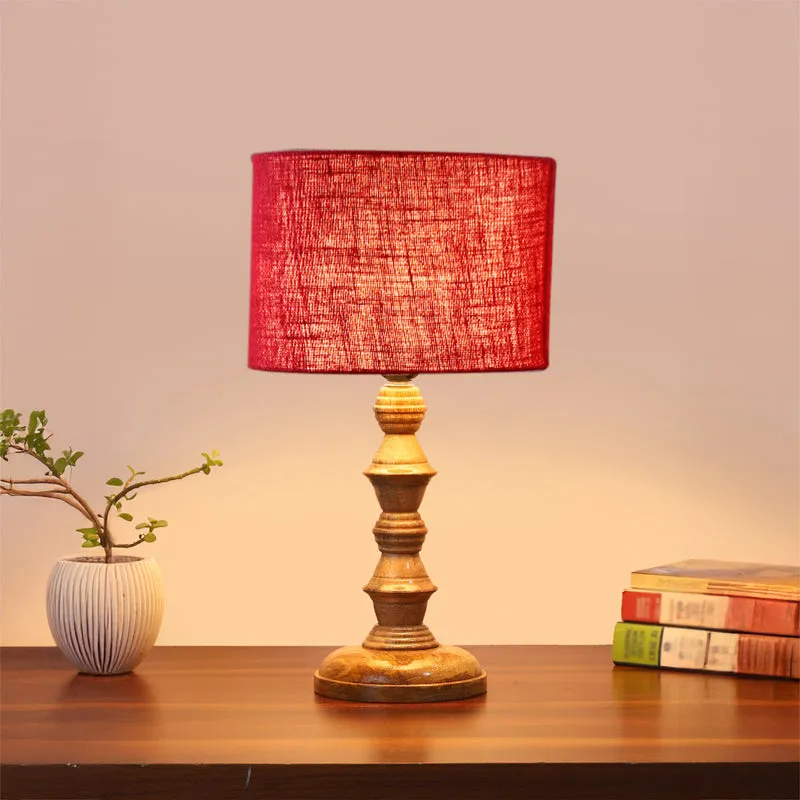 Sienna I Timber Wooden Table Lamp - Red,Brown media 2