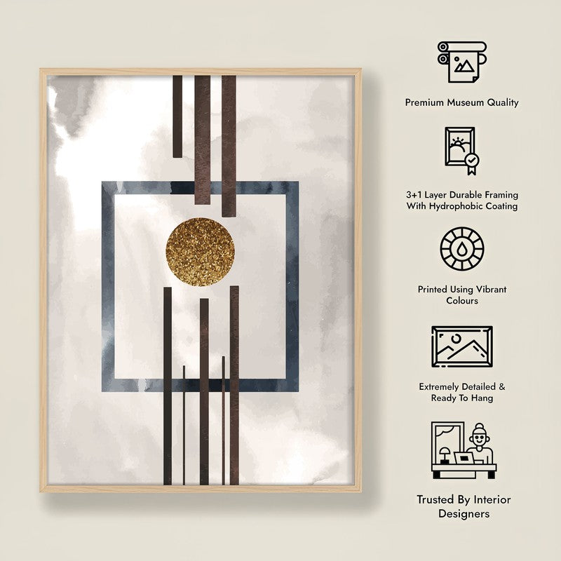 Abstract Alignments Archival Canvas Wall Art (Natural Brown Frame) - Set Of Three media 11