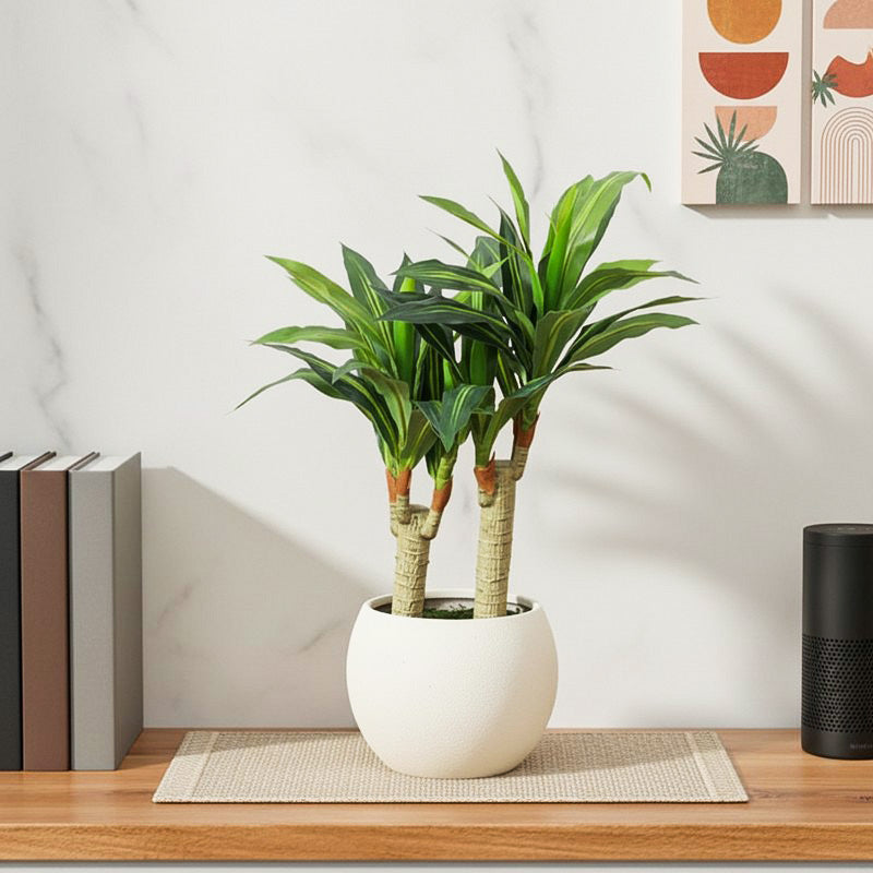 Green Symphony Artificial Plant With Black Plastic Pot