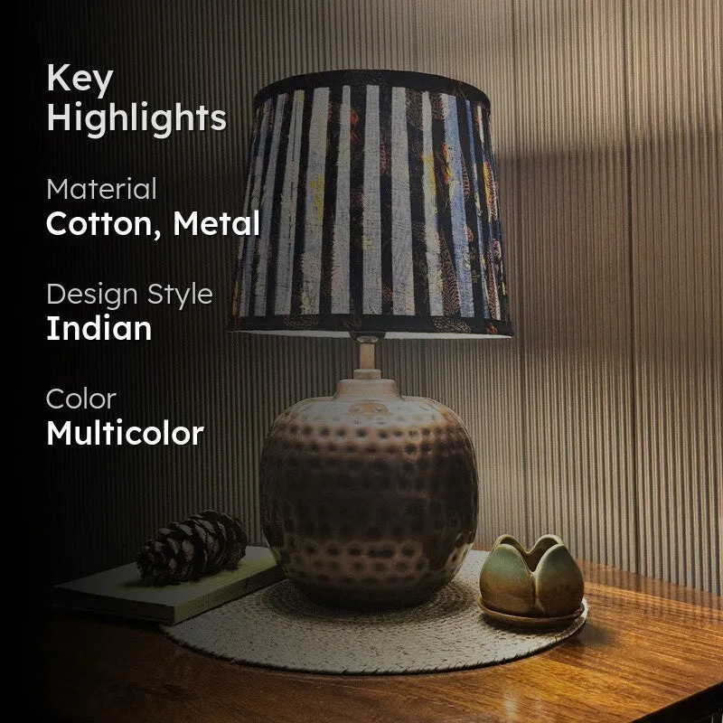 Indigo Whisper Metal Base Cotton Table Lamp - Multicolor media 2