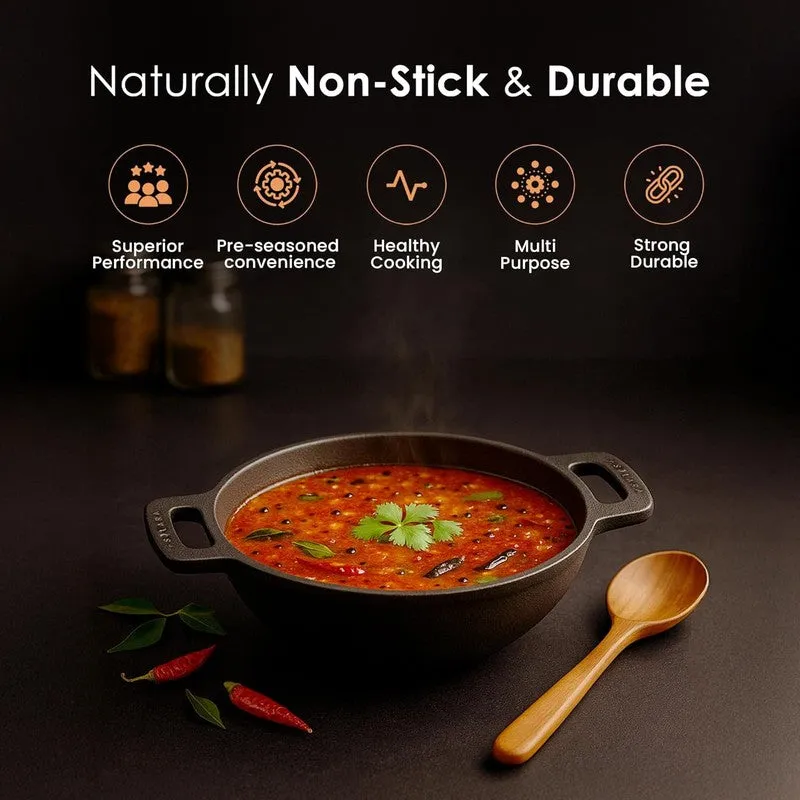 Solara Cast Iron Round Kadhai Without Lid - 1000 mL/7 Inch media 8