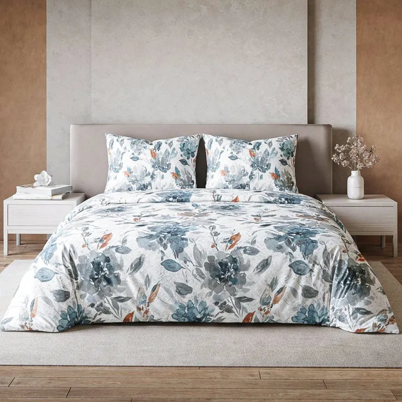 Teva Vintage Flora Cotton Bedsheet (Blue) - 254 TC media 1